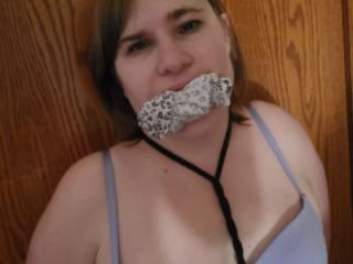 Hogtied with panty gag and tied vibrator 6 of 12