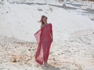 Red Shawl on white sand 18 of 20