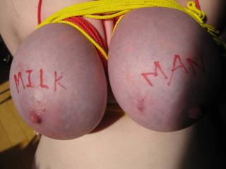 my 24yo friend wanting your MilkMan to pleasure her tits, she asked