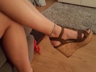 Wifes feet and legs in heels and sexy dress 9 of 10