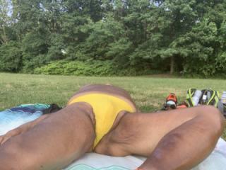 Yellow Thong in Bayonne Park. SUCK ME PLEASE!!! 18 of 20