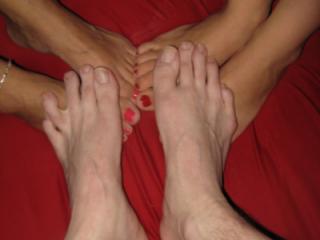 playing footsies with two young girlfriends 10 of 20