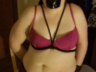 Tied up in bra and panties.  Made to cum and facial 9 of 9