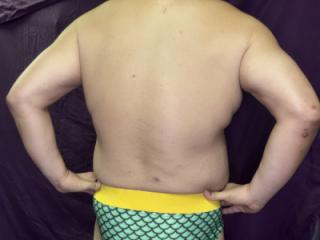 Namor Cosplay. Green scales bikini with yellow belt 5 of 14