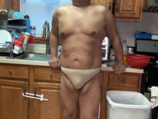 Nude CK thong in kitchen 15 of 20