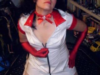 Ready to Suck Your Cock Dry in my PVC Nurse Outfit 3 of 6