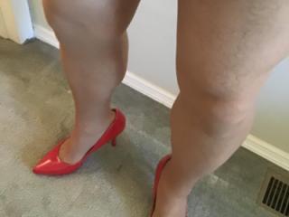 Red heels black skirt 2 of 8