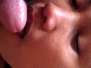 Mercy milking a big mature white cock