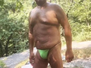 Sunbathing in Park Green G-string 1 of 15