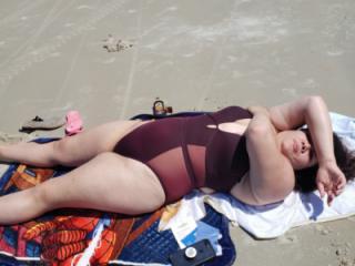 Young latina wife at the beach 6 of 8