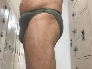 Olive Green bikini in YMCA Locker Room. Suck me? 9 of 15