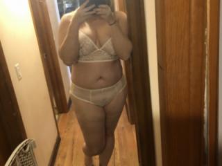 Me in nude and virginal white lacy set 6 of 18