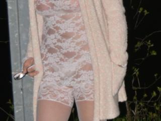 White Lace Mini Dress On Highway Overpass 15 of 20