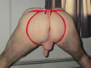 My Cock & Ass in Red Bow Panties