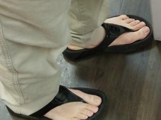 Mature Asian gf's favorite sandals 1 of 9