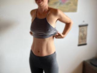 Hotwife is showing up her hard nipples 2 of 8