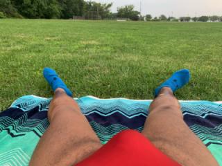 Sunbathing in Bayonne Park in my Red rio bikini 14 of 18
