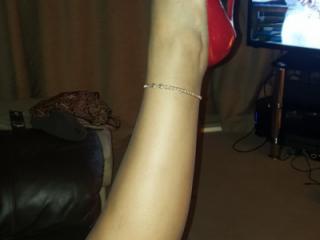My hotwife in stilettos, tights and hotwife anklet 4 of 7