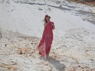 Red Shawl on white sand 19 of 20