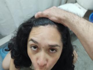 Sonia sucking and posing in the bathroom 6 of 12