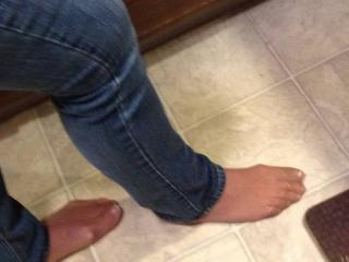 My candid pantyhose feet in jeans 13 of 20