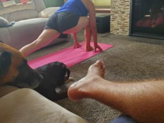 Wife doing yoga