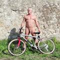 valerius rides his bike naked in nature