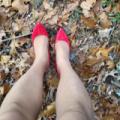 Red heels and pantyhose
