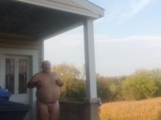 61old outside in girls night dress