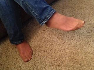 My candid pantyhose feet in jeans 5 of 20