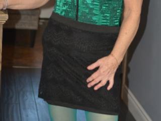 Emerald Green Satin and Black Bustier 2 of 19