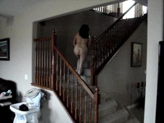 Naked ass running upstairs