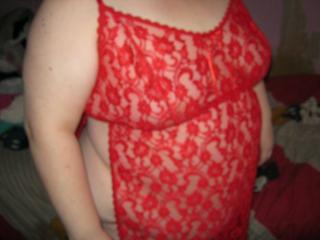 Red lace nightgown 2 of 9