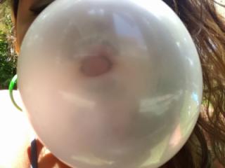 Blowing bubblegum bubbles & boobs 2 of 4