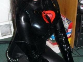 Eager to Choke on Your Cock in My Shiny Black Catsuit 5 of 15