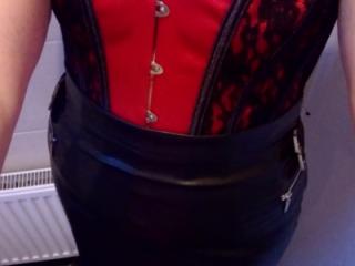 Red corset Black skirt 1 of 4