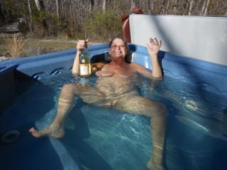 C being silly in the hot tub! 3 of 5