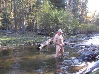 Bathing in the mountain stream.