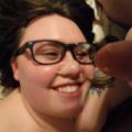 All over her glasses