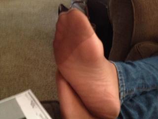 My candid pantyhose feet in jeans 11 of 20