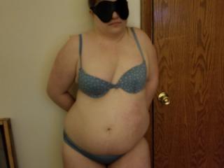 Fun in clear blue bra and panties 4 of 7