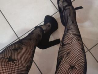 My feet and legs with fishnet 4 of 8