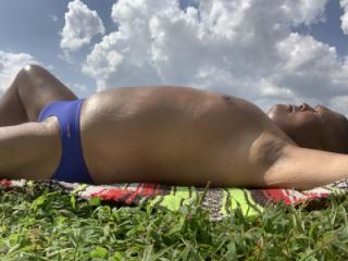 Sunbathing In Bayonne Park Blue Bikini 2 of 15