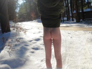 I'm in love with nature....Naked outside in winter 1 of 6