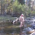 Bathing in the mountain stream.
