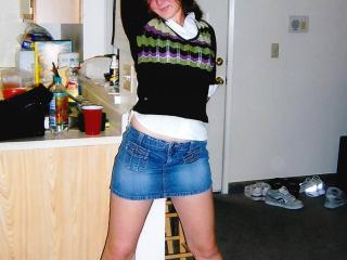 My hot 19 year old wife .... Short denim skirt and boots 1 of 6