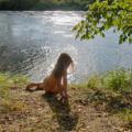 Sitting on the Beach Istra-river