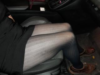 Eve in pantyhose in the car 5 of 7