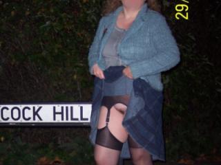 Debbie Public Flashing & Posing In Stockings & Suspenders 3 of 20