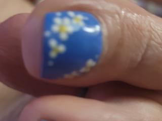 BLUE WITH FLOWERS FOOTJOB 7 of 14
